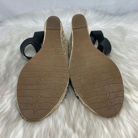 Joie Black Leather Strappy Espadrille Wedge Sandals Sz 38.5/US 7.5 - Picture 7 of 7